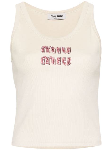 miu miu tank top crystal|Farfetch Miu Miu tank tops.